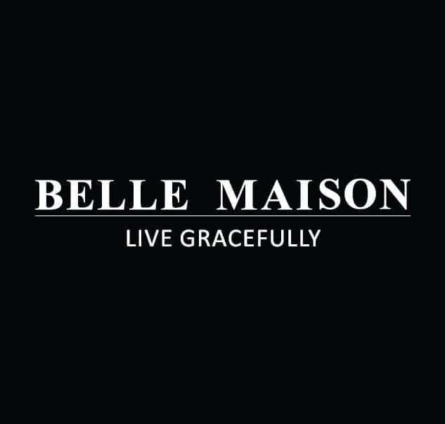 Elegant black and white logo for Belle Maison with "Live Gracefully" slogan, stylish branding for a fashion or lifestyle brand.