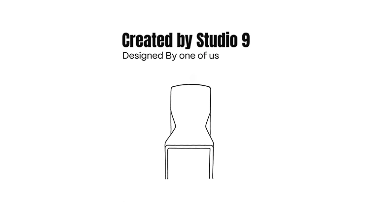 Minimalist chair sketch designed by Studio 9, showcasing modern furniture design and creativity.