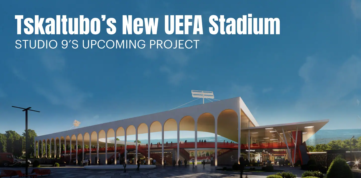 Modern UEFA stadium design by Studio 9 with innovative architecture and seating.